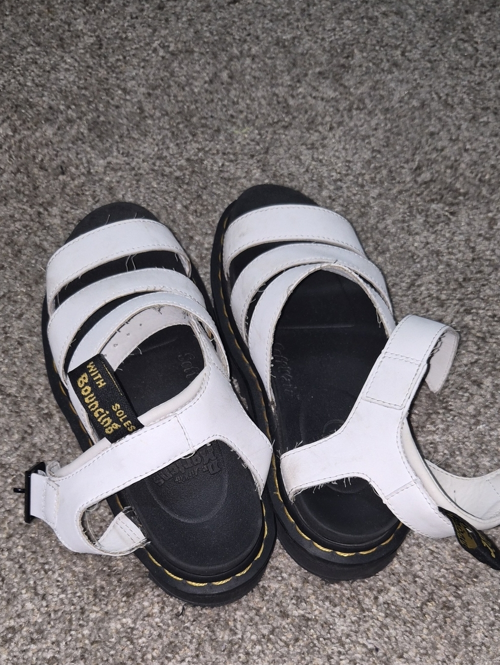 Dr. Martens White Leather Multi-Strap Sandals for Women
